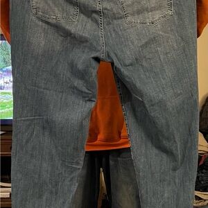 Lane Bryant size 26 I think they are straight leg. They are barely worn.